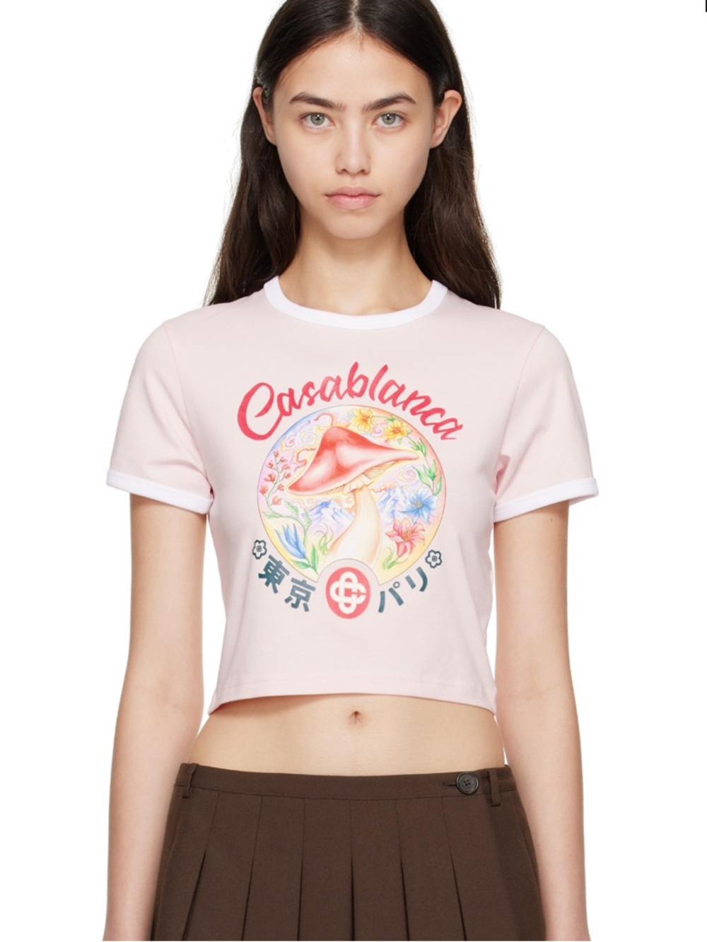 Casablanca Pink Graphic Crop Tee